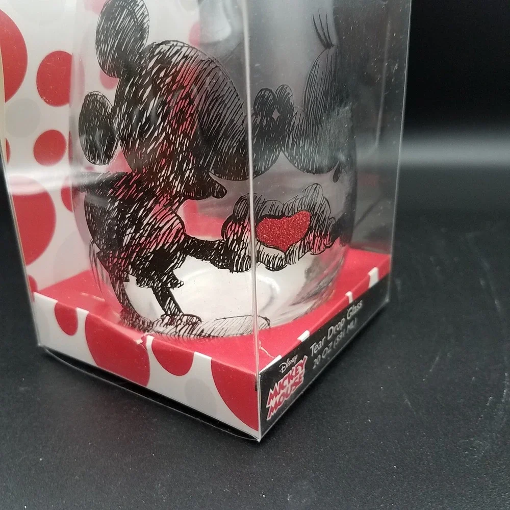 Disney Mickey‎ and Minnie Teardrop 20oz Wine Drinking Glass - New